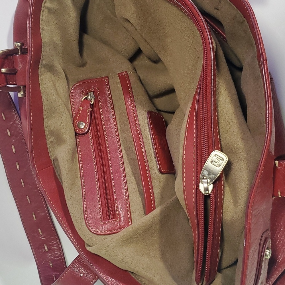LIZ CLAIBORNE Vintage Liz Claiborne Genuine Red Leather Shoulder Bag 1980's EUC - Picture 12 of 14